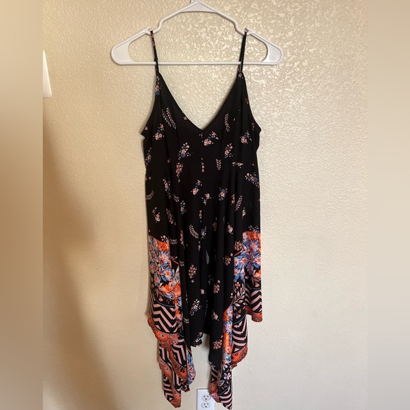 Express Black Orange Paisley Floral Handkerchief Dress, Small - Picture 6 of 7